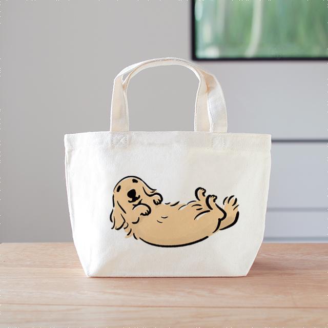 ダックスフンド（寝転び）　ミニバッグ　ランチバッグ　犬1枚目の画像