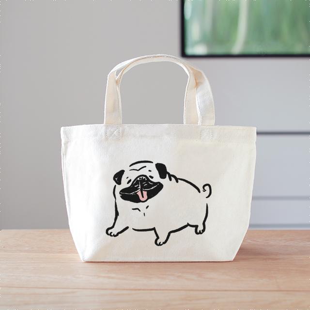 パグ　ニコニコ　ミニバッグ　ランチバッグ1枚目の画像