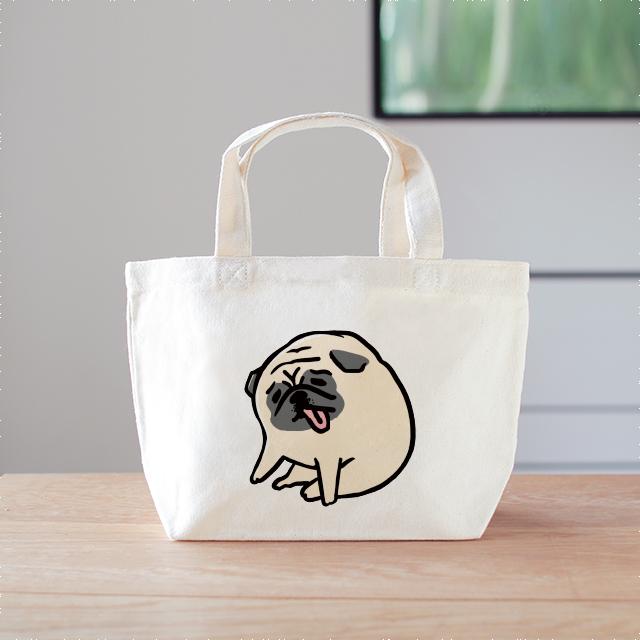 パグ　おすわり　ミニバッグ　ランチバッグ1枚目の画像